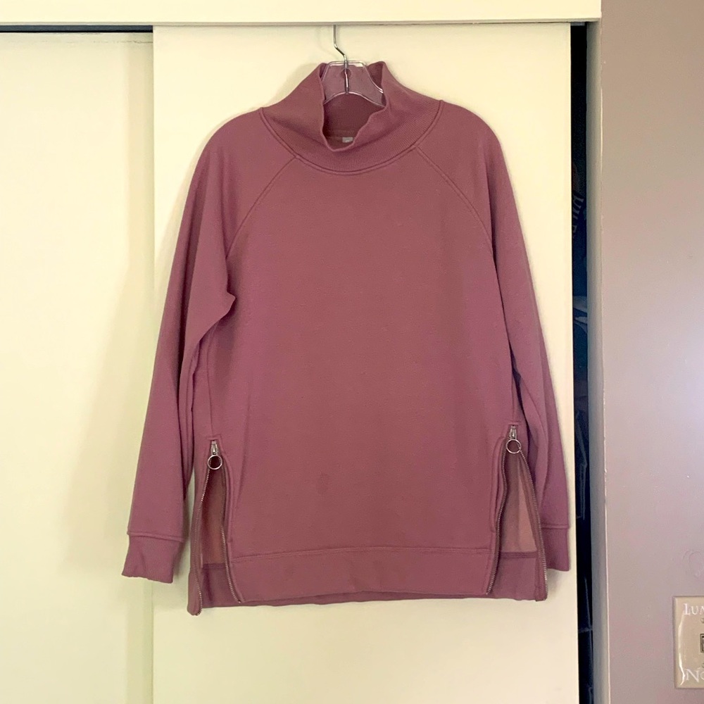 Athleta Cozy Karma Side Zip Funnel Neck Sweatshirt